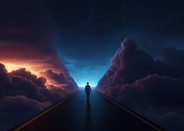 Man Walking Between Storms