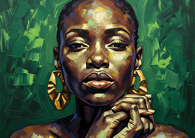 Portrait of a Black Woman with Earrings