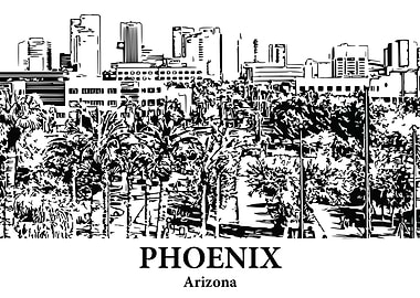 Phoenix Arizona Skyline Drawing