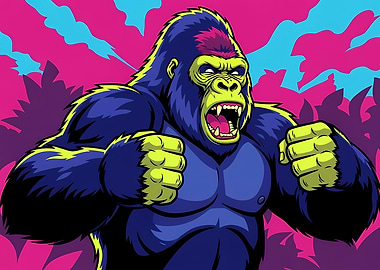 Angry Gorilla Cartoon Illustration