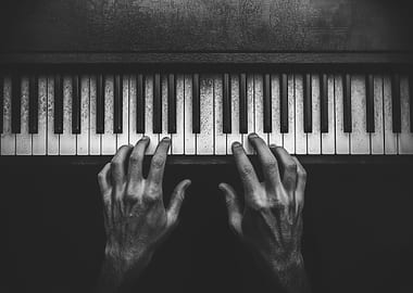 Piano Player in Black and White
