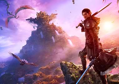 Fantasy Warrior Overlooking a Majestic Landscape