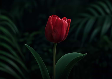 Red Tulip Flower Close-Up