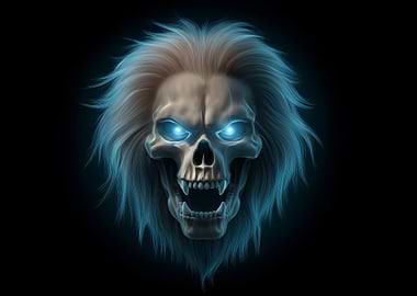 Glowing Skull with Hair
