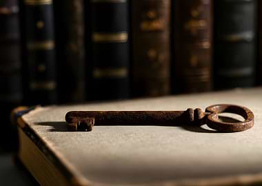 Rusty Key on Antique Book
