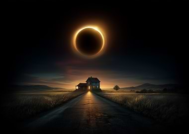 Rural House Under Solar Eclipse