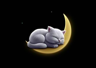 Sleeping Cat on the Moon