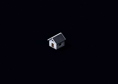 Isolated Minimalist House on Black Background