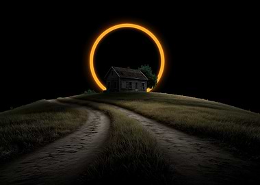Rural House with Neon Ring