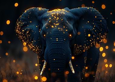 Elephant with Glowing Lights