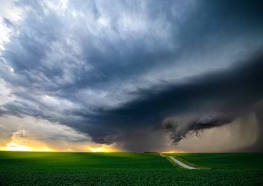 Dramatic Storm Over Green Field