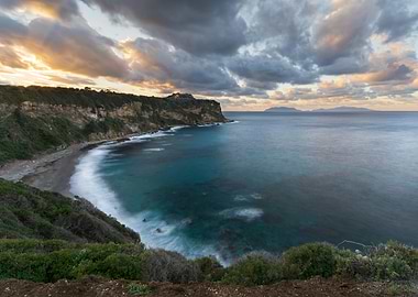Coastal Cliff Landscape at Sunset