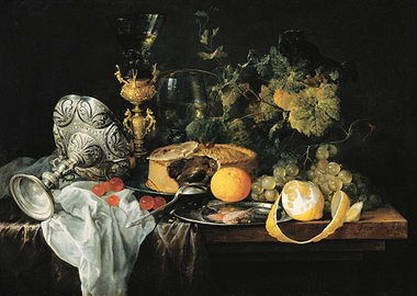 Sumptuous Still Life with Fruits, Pie and Goblets
