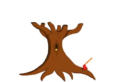 Cartoon Tree with Axe