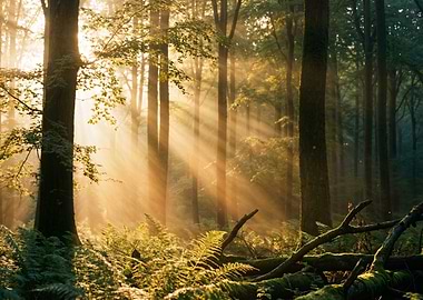 Sunlit Forest Scene