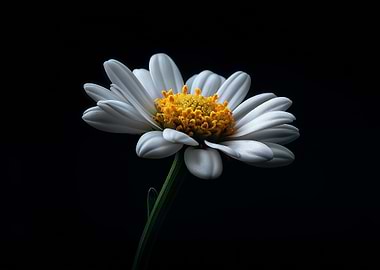 Daisy Flower on Black Background