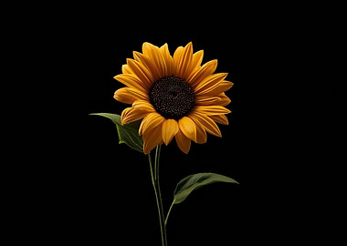 Sunflower on Black Background