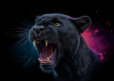 Roaring Black Panther Portrait