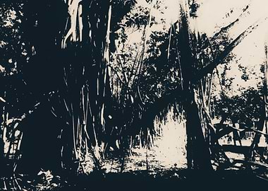 Monochrome Forest Scene