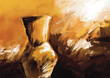 Golden Vase Still Life Painting