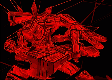 Red Robot on Black Background