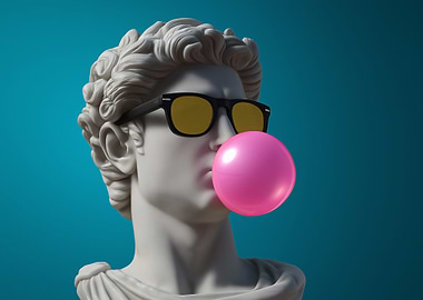 David Statue with Sunglasses and Bubblegum