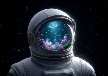 Astronaut Helmet with Underwater Scene