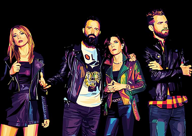 Skillet Band Portrait in Pop Art Style