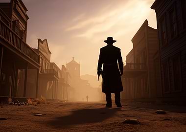 Western Town Silhouette