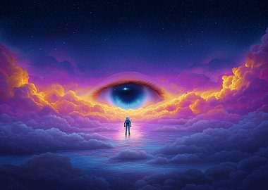 Astronaut, Eye, Clouds, and Water