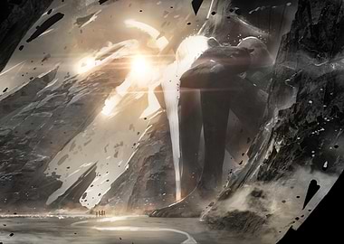 Paintress at monolith' foot