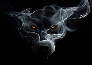 Smoky Wolf with Fiery Eyes