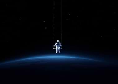 Astronaut on Swing in Space
