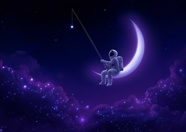 Astronaut Fishing on the Moon