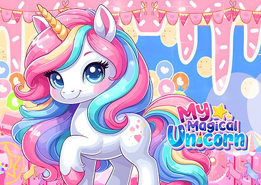 My Magical Unicorn Cartoon Illustration