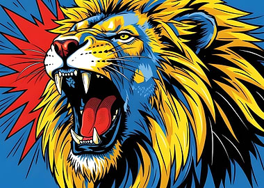 Roaring Lion Pop Art Illustration