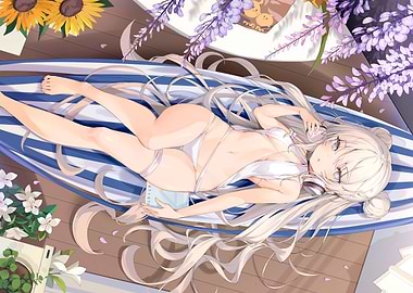 Anime Girl Relaxing on Hammock
