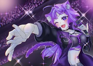 Anime Catgirl Singer on Stage