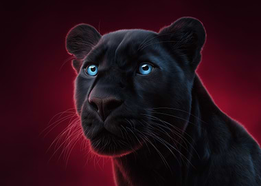 Black Panther Portrait with Blue Eyes