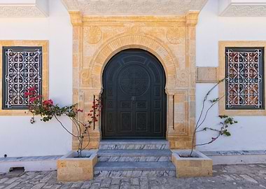 Ornate Doorway with Floral Accents, Tunisia