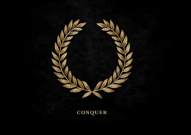 Golden Laurel Wreath on Black Background