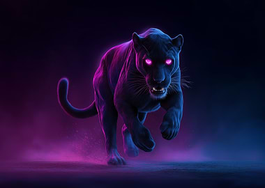 Neon Panther on the Prowl