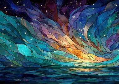 Stained Glass Sky and Water