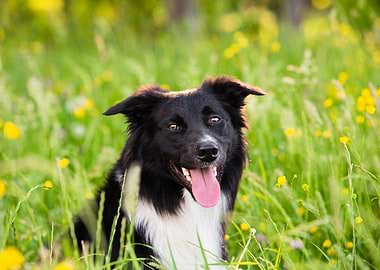 Happy Dog in a Meadow