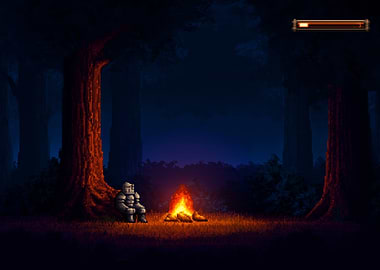Pixel Art Knight by Campfire