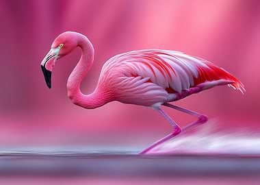 Pink Flamingo in Water