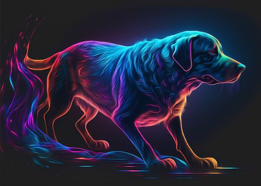Neon Labrador Dog Portrait