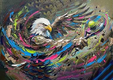 Eagle with Paddle Tennis Racket Painting
