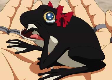 Crying Frog with Bow in Hands