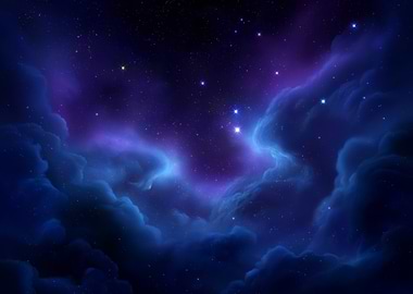 Nebula and Stars in Deep Space